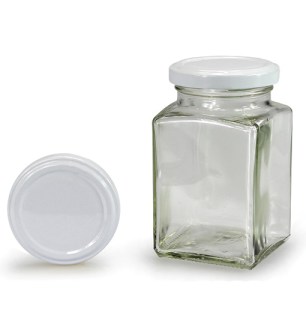 Vasetto quadrato con coperchio bianco 260 ml (TO 58)