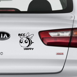 Adesivo Bee happy - nero