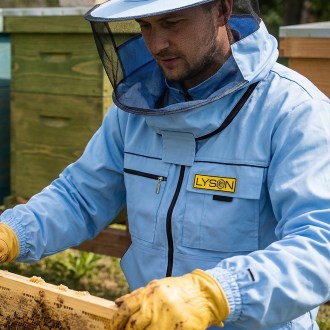 Camiciotto apicola con cappello - blu - Lysoň, taglia: S-XXL
