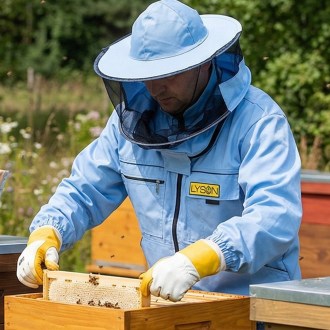 Camiciotto apicola con cappello - blu - Lysoň, taglia: S-XXL